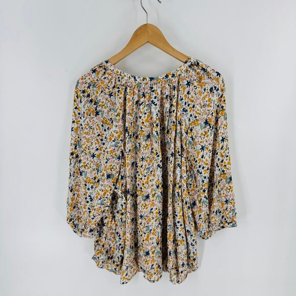 JNY Jones New York Plus Floral Blouse Peasant Top 3/4 Sleeve Multicolor Size 2X - Picture 2 of 7